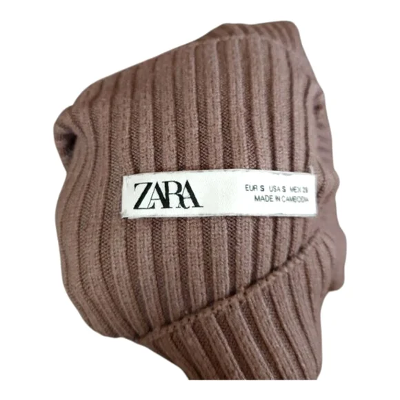 Zara Boxy Fit Ribbed Mock Neck Drop Shoulder Sweater in Mauve Women's Small - Picture 6 of 6